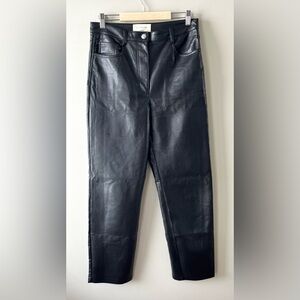 Aritzia Wilfred Melina Black Vegan Leather High-Rise Straight Leg Pant Size 8